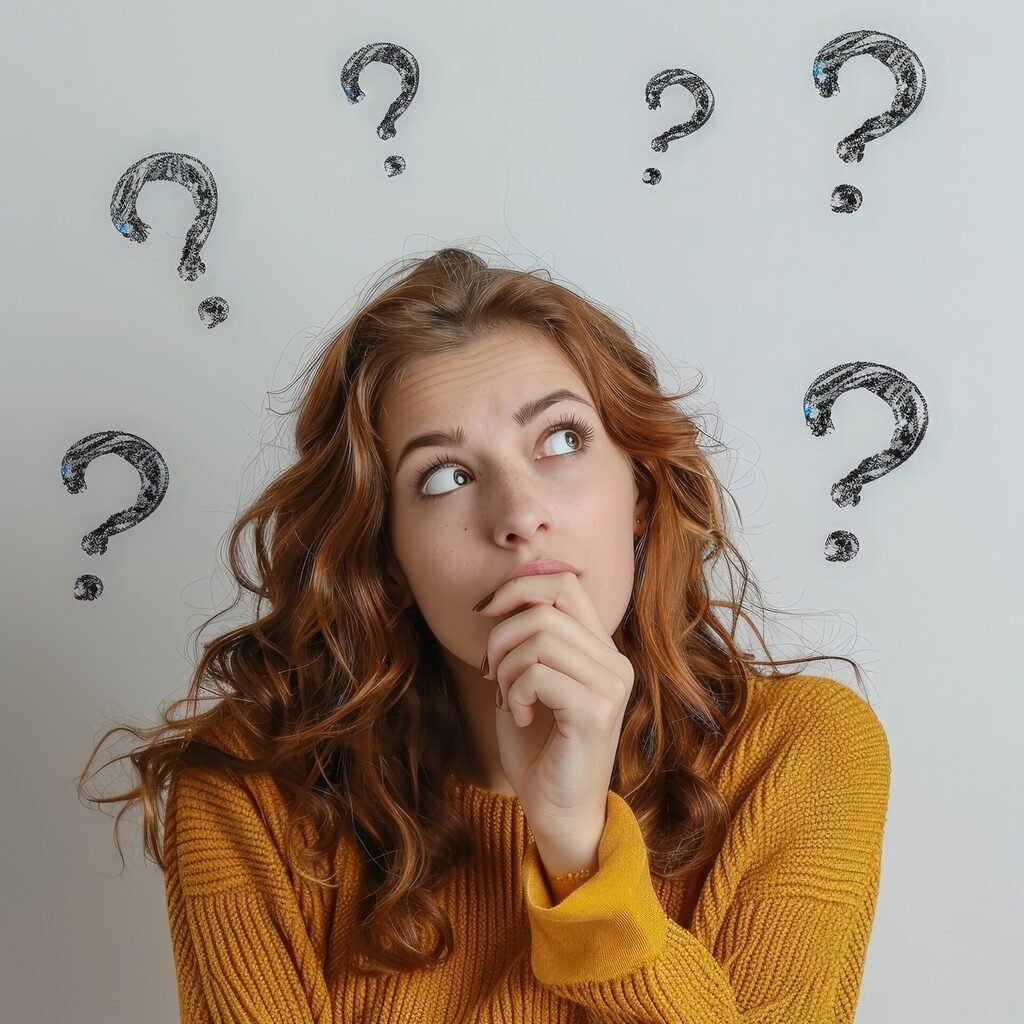 mulher com dúvida de buffet